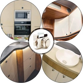 Hotiko Push Lock Button Latch Door Lock RV Furniture Lock for RV Camping Cabinet Drawer Caravan Van Motorhome Yacht Ship Boat (Zinc Alloy & ABS)-Champagne Gold Pack of 5