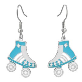 Roller Skate Pendant Earring Roller Skating Earrings Colorful Stainless Steel Skating Charm Sports Pendant Earring Inspirational Jewelry Gift for Women Skate Lover (Blue-S)