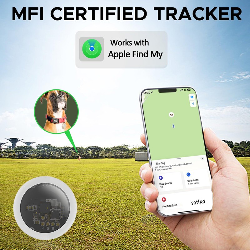 GPS Tracker for Dogs, Mini GPS Pet Tracker with Silicone