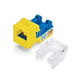 trueCABLE Cat5e Keystone Jack, Unshielded (UTP), 90 Degree Punch-Down, PoE++ (4PPoE) 100W, UL Listed, ETL Verified, ANSI/TIA Certified, Modular RJ45 Female, Yellow, 12 Pack
