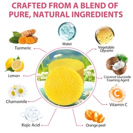 Turmeric Kojic Acid Cleansing Pads,Turmeric Cleansing Pads,40PCS,Kojic Acid Infused Foaming Exfoliating,Enriched Vitamin C