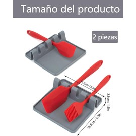 2 soportes de utensilios de cocina de,soportes de cucharas, Soporte De Silicona Para Cucharas Y Espátulas, Con Bandeja Antigoteo, Resistente Al Calor y Fácil De Limpiar