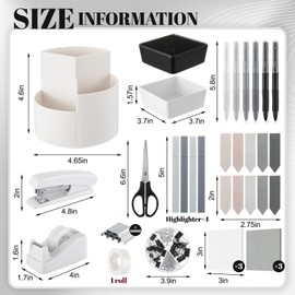 Kosiz Black White Desk Accessories Aesthetic Desk Organizer Neutral Office Supplies Pen Holder Stapler Binder Sticky Notes Paper Clips Scissor Staples Aesthetic Accessories for Women Men(Classics)