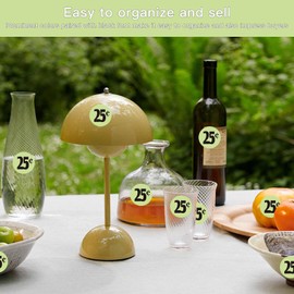 DUGUTUL 500pcs 25-Cent Price Stickers for Garage Sale and Yard Sale | 25 Cent Price Tags Labels | Super Bright & Jumbo 1" Diameter | Preprinted Price Labels | Garage Sale Stickers