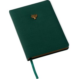 Eccolo Green Tree Emblem Blank Lined Journal Notebook, 256 Ruled Pages, Padded Fabric Hardcover, 5-x-7-inch