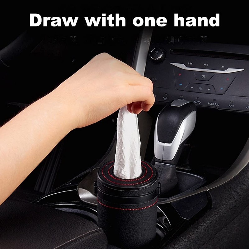 Car Tissue Tube Holder, PU Leather Cylinder Tissue Box, Diameter