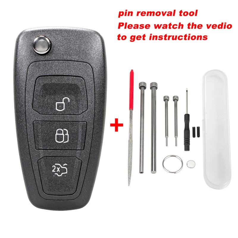 3 Button Flip Car Key Shell with Steel Pin Removal