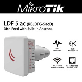 Mikrotik LDF 5 ac RBLDFG-5acD Outdoor Wireless System with a Built in Antenna Dual Chain 5GHz System with Gigabit Ethernet and 802.11ac Support