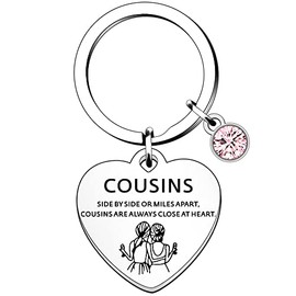 HULALA Cousin Gifts For Women Girls Cousin Friendship Keyring Key Ring Keychain Birthday Christmas Side By Side Or Miles Apart Cousins Are Always Close At Heart
