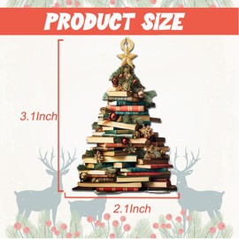 Book Lovers Ornament Acrylic Reading Book Books Stacked Ornaments Love Bookish Decor Librarian Gifts for Christmas Holiday New Year Party Xmas Tree Decorations Hanging