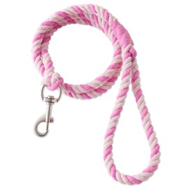 HonestBaby Collars and Leash Sets Braided and Vegan Suede for Dogs Organic Cotton for Pets, Soft Pink/Bright Pink, One Size