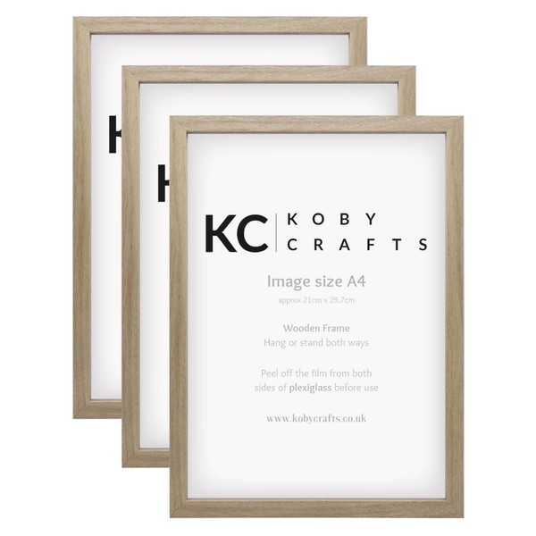 Koby Crafts Pack of 3 Wood Effect Picture Frames for