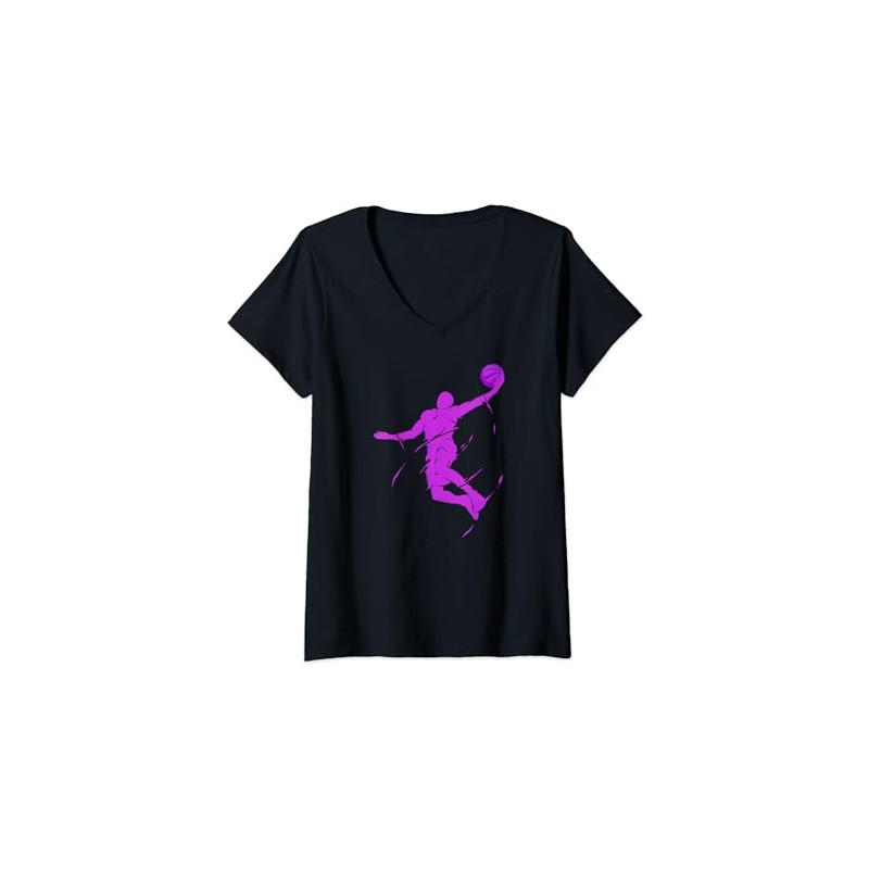 Women's Purple Slam Dunk - Mighty Slam Dunk V-Neck T-Shirt,