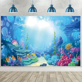 Hnmdmyi 7x5FT Under The Sea Backdrop Underwater World Blue Ocean Colorful Marine Coral Aquarium Photography Background Baby Shower Kids Birthday Party Decorations Banner Photo Booth Props