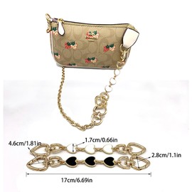 Pack of 2 Handbag Chain Extension, Cute Heart Shape Replacement Bag, Chain Strap, Extension, Purse Chain, Shoulder Bag, Replacement Chain for Purse, Shoulder Bag, Shoulder Bag, Shoulder Bag