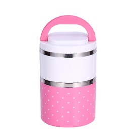 Contenedor de Aislamiento de Alimentos Calientes, Lonchera Caliente, Lonchera de Aislamiento Térmico de Acero Inoxidable, Caja de Aislamiento de Alimentos Bento box Lunch (Doble capa rosa)