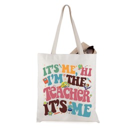 WCGXKO Ms Frizzle inspired Teacher Gift It’s Me Hi I’m The Teacher It’s Me Canvas Tote Bag