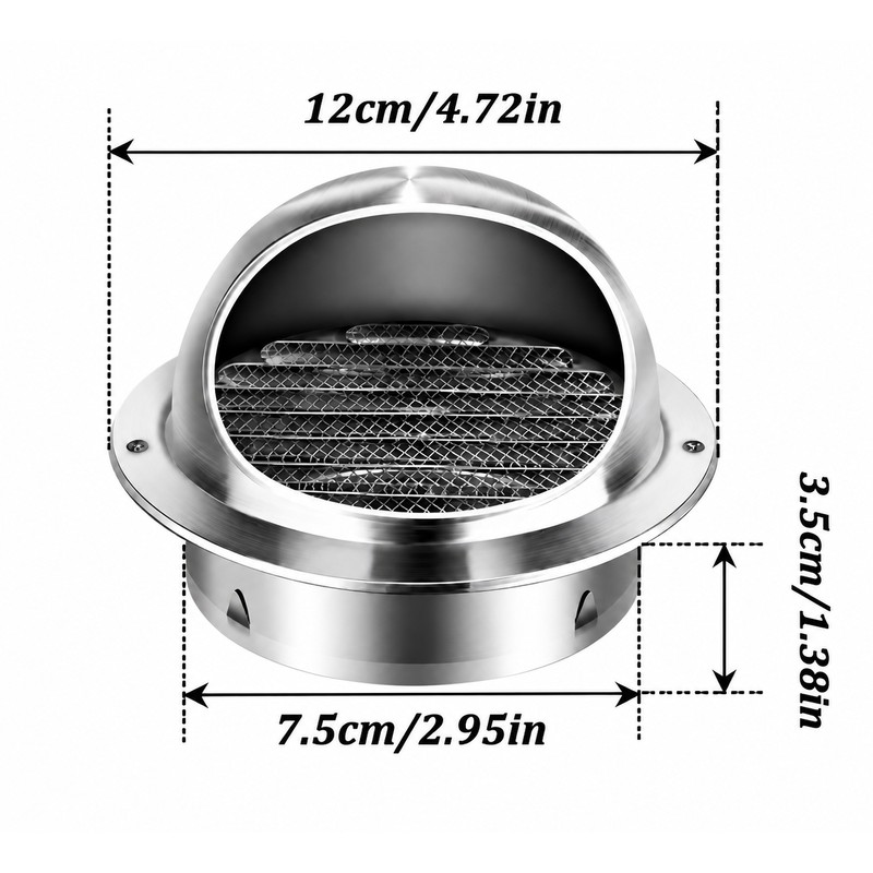 Stainless Steel Round Air Vent Grille – Wall & Ceiling