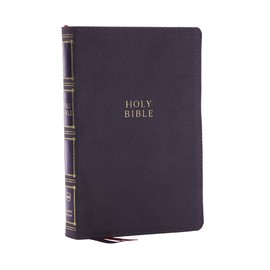 NKJV, Compact Center-Column Reference Bible, Gray Leathersoft, Red Letter, Comfort Print