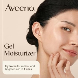 Aveeno Positively Radiant Brightening Gel Hidratante Facial Hidratante, 1.7 oz | Ácido hialurónico y soja correctora de tono, hidrata durante 48 horas