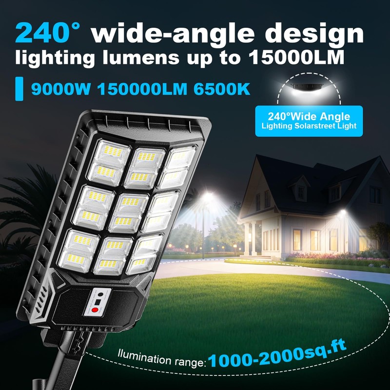 Sinpbw Solar Street Light 9000W Outdoor Light Wide Angle Motion