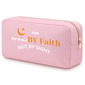 Heigebi Christian Makeup Bag Gifts for Women Bible Verse Makeup Bag Religious Catholic Gifts Inspirational Scripture Oxford Cloth Cosmetic Bag for Prayer Wife Mother Female Coworker Zipper Pouch