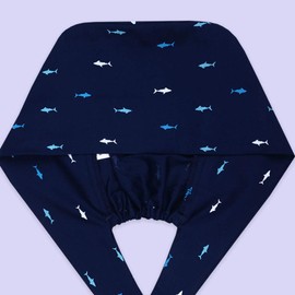 TENDYCOCO Unisex Cotton Hat with Surgical Hood with Adjustable Band for Medical Hats with Ponytail Print for Nurse, R10A0ZE0S31GEGWHQI340R2, Shark, 52 x 13.5 cm