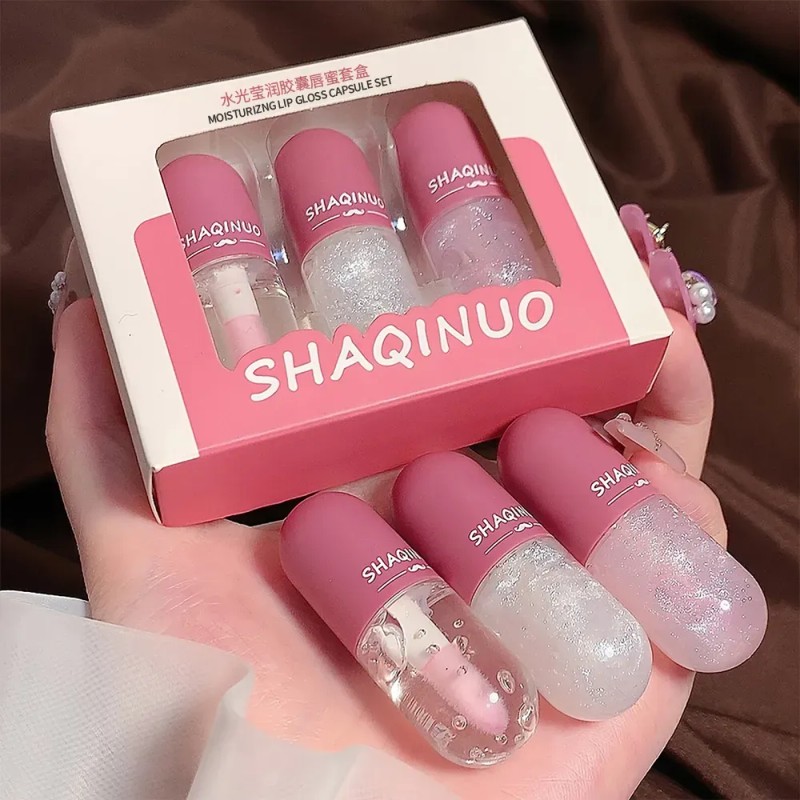 Set De 3 Labiales Glosswater Bálsamo Hidratación Duradera