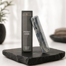 Beard & Moustache Pocket Comb - Handmade Cellulose Acetate - Anti-Static Wide Tooth Comb for Precision Grooming - Durable & Ideal for Facial & Hair Care - Men's Beard Combs