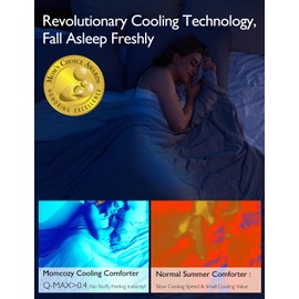 Momcozy Life CoolMurm Cooling Comforter for Hot Sleepers, Full/Queen 90"x90" Pregnancy Cooling Blanket, All-Season Lightweight Soft Breathable Cooling Quilt Duvet, Stay Cool All Night, Deep Light Grey