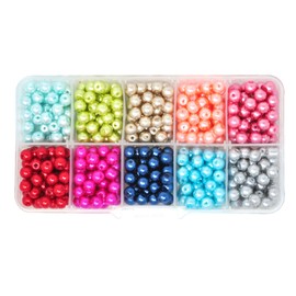 Mandala Crafts 10mm Multicolor Pearl Beads for Bracelet Making Beads - Glass Beads with Holes Fake Pearls for Crafts Vase Filler - 500 Faux Round Pearls for Jewelry Making
