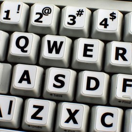 ENGLISH US LARGE LETTERING KEYBOARD STICKERS (UPPER CASE) WHITE BACKGROUND FOR DESKTOP, LAPTOP AND NOTEBOOK