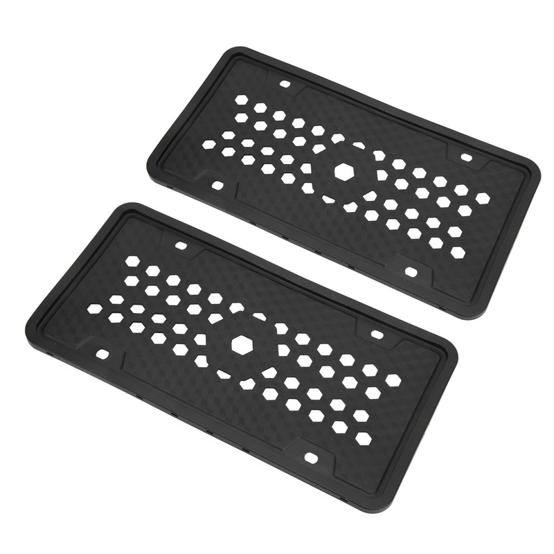 2PCS License Plate Protector Silicone Frame Soft Flexible Black 305x155mm