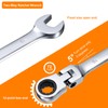 sourcing map Flex-Head Ratcheting Wrench 10mm 180° Rotating Head Metric