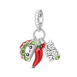 LRQSM Charms for Bracelets Necklace 925 Sterling Silver Charms Taco Charm European Jewelry Pendant Beads Charm for Women Mom
