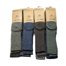 Men's Long Wool Blend Heavy Boot Socks -Warm, Durable & Comfortable UK Size 6-11 EU 39-46 (Assorted Colours) 3 Pairs