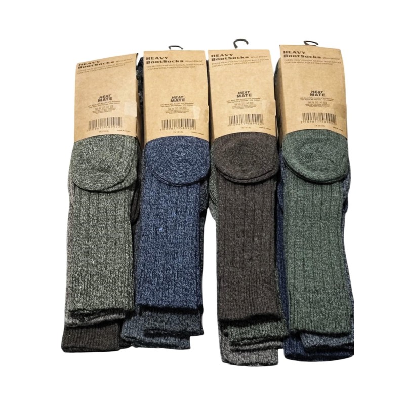 Men's Long Wool Blend Heavy Boot Socks -Warm, Durable &