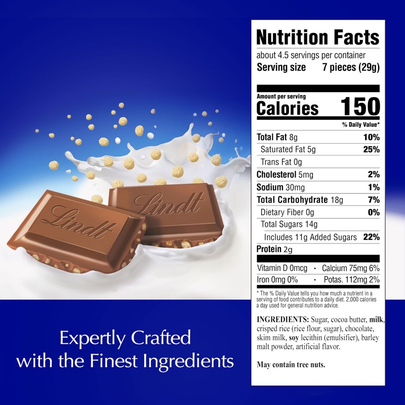 Lindt CLASSIC RECIPE Crispy Milk Chocolate Candy Bar, Milk Chocolate,