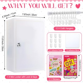 Geelin Mini Locker with Keys Small Decorative Storage Locker with 24 Surprises Mini Desk Storage Cabinet Functional Miniature Box for Desktop Office Bedroom (Rectangular,11.81 x 3.94 x 4.33 Inches)