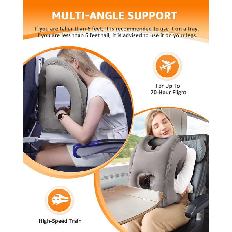 Sunany Travel Pillow, Inflatable Neck Pillow Used for Airplanes/Cars/Buses/Trains/Office Napping