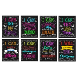 Kids Motivational Posters – Set of 8 Positive Affirmation Wall Prints for Classroom, School & Home Learning Decor, Inspirational Quotes for Children & Teachers
