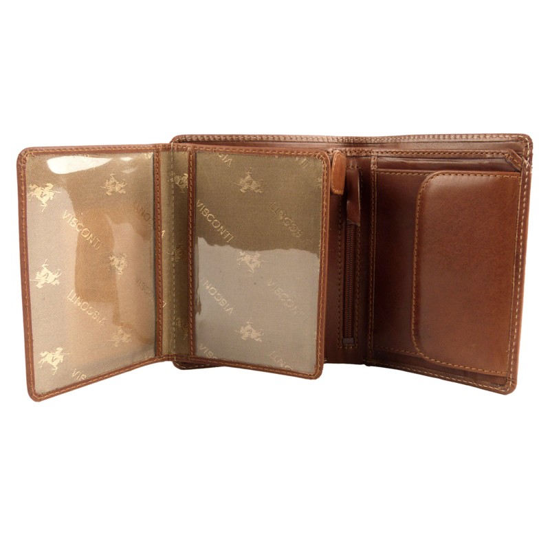 Visconti Mens VICENZA ITALIAN Leather Wallet in TAN Gift Boxed