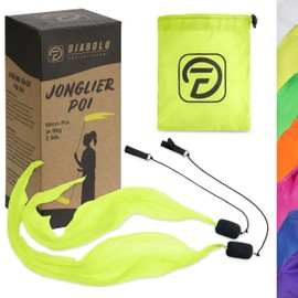 Diabolo Freizeitsport UV Light Poi in Yellow - Angel Wings Spinning Pois. Spiral Pois, Soft Pois for Beginners and Professionals