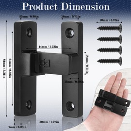 90 Degree Flip Latch Lock, Heavy Duty Barn Door Latch with Screws, Safety Swinging Door Lock Latch, Metal Privacy Gate Latch for Gate Shed Garage Window Outswing Door (Right Angle)