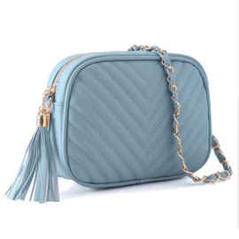 Lotus Karen Crossbody Bags for Women Trendy Small Crossbody Purse for Women Triple Zip Cell Phone Leather Handbag (Light Blue)