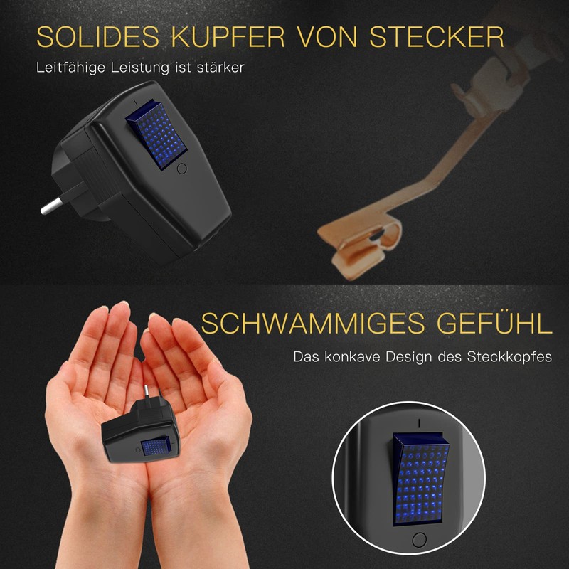 Schuko Plug with Switch, Protective Contact Plug IP20 250V (16A),