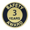 PinMart Gold and Navy 3 Year Safety Award Enamel Lapel