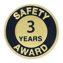 PinMart Gold and Navy 3 Year Safety Award Enamel Lapel Pin - 10 Pack