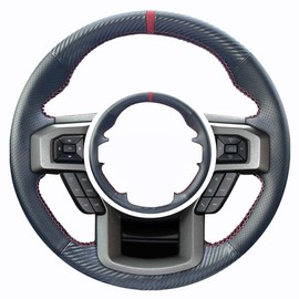 Eangzia - Funda para volante de coche de fibra de carbono personalizada para Ford F-150 King Ranch Lariat XL XLT Limited Platinum Raptor 2015-2020/ F-250 2017-2022, accesorios interiores negros