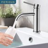 FORIOUS Bathroom Tap, Washbasin Tap in Spotresist Brushed Nickel with